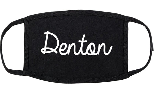 Denton Texas TX Script Cotton Face Mask Black