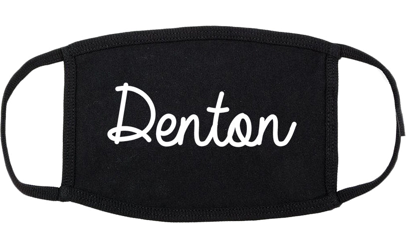 Denton Texas TX Script Cotton Face Mask Black