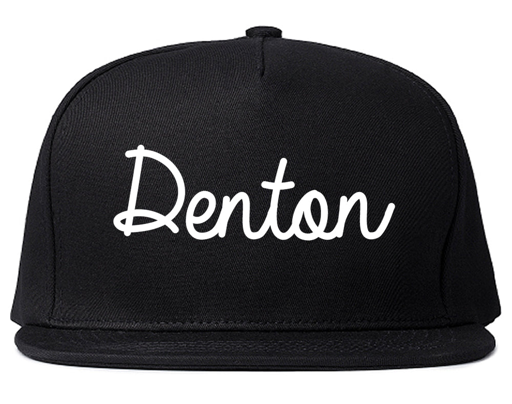Denton Texas TX Script Mens Snapback Hat Black