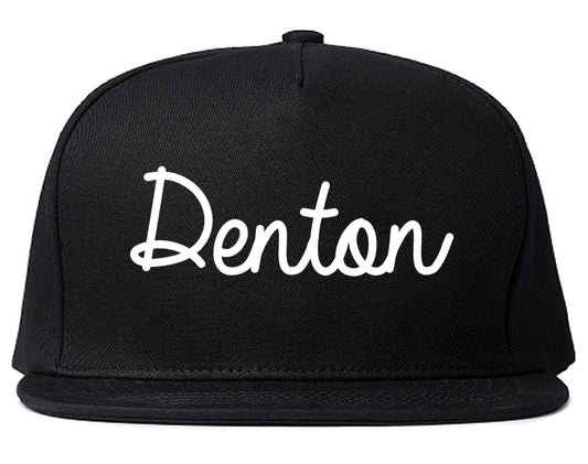 Denton Texas TX Script Mens Snapback Hat Black