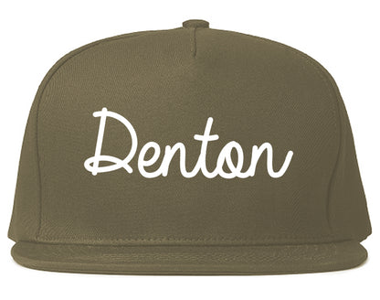 Denton Texas TX Script Mens Snapback Hat Grey