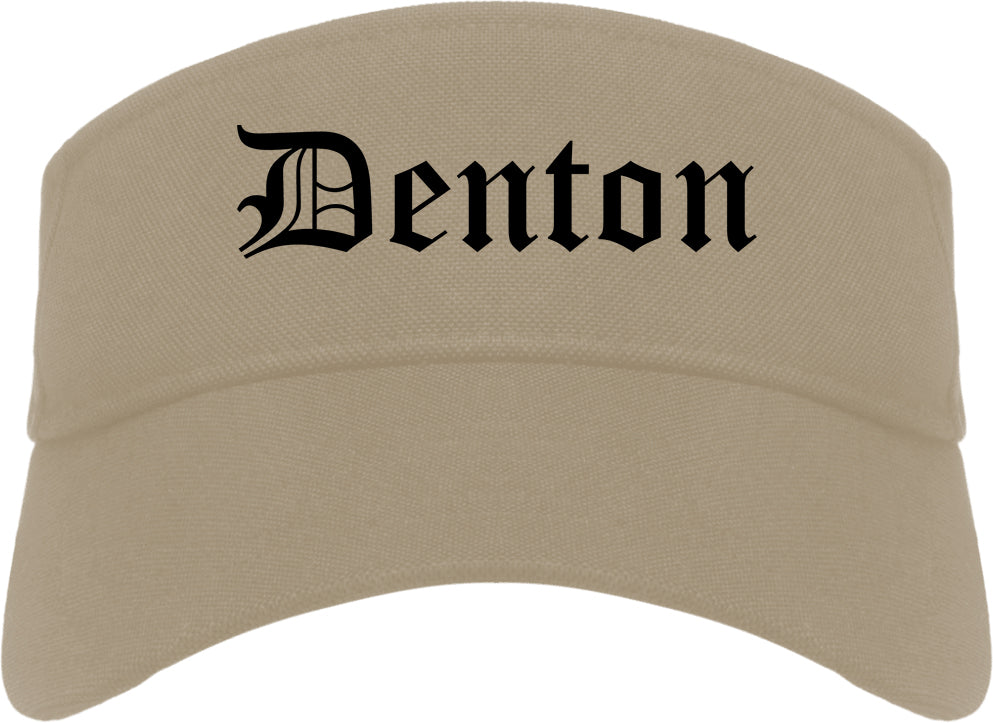 Denton Texas TX Old English Mens Visor Cap Hat Khaki