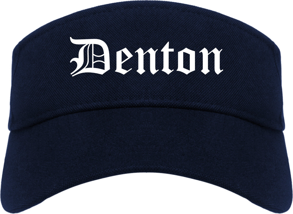 Denton Texas TX Old English Mens Visor Cap Hat Navy Blue