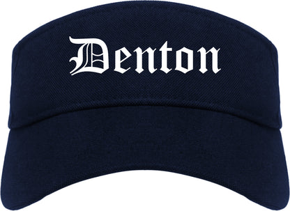 Denton Texas TX Old English Mens Visor Cap Hat Navy Blue