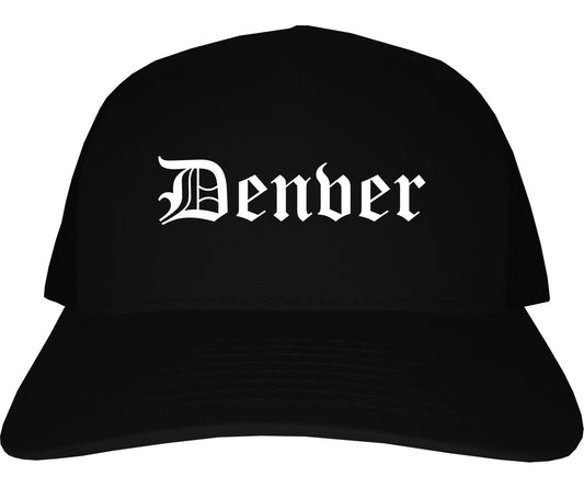 Denver Colorado CO Old English Mens Trucker Hat Cap Black