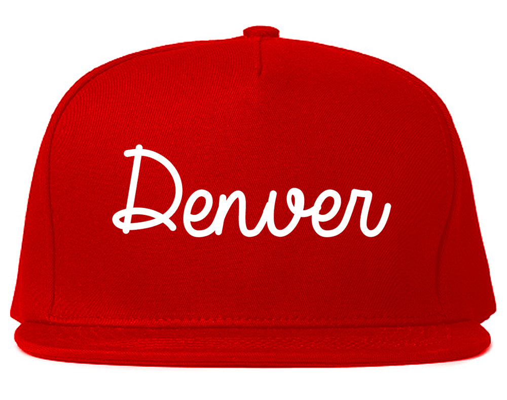 Denver Colorado CO Script Mens Snapback Hat Red