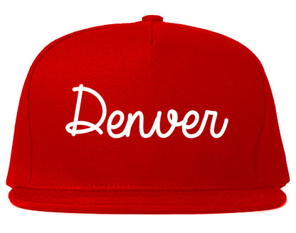 Denver Colorado CO Script Mens Snapback Hat Red