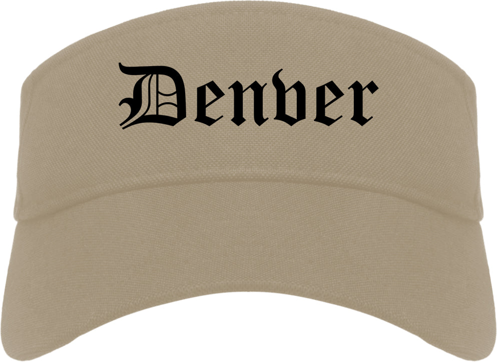Denver Colorado CO Old English Mens Visor Cap Hat Khaki