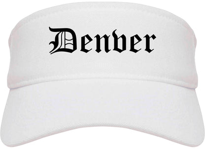 Denver Colorado CO Old English Mens Visor Cap Hat White