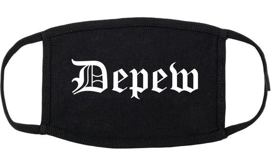 Depew New York NY Old English Cotton Face Mask Black