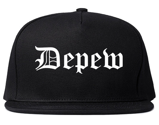 Depew New York NY Old English Mens Snapback Hat Black