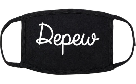 Depew New York NY Script Cotton Face Mask Black