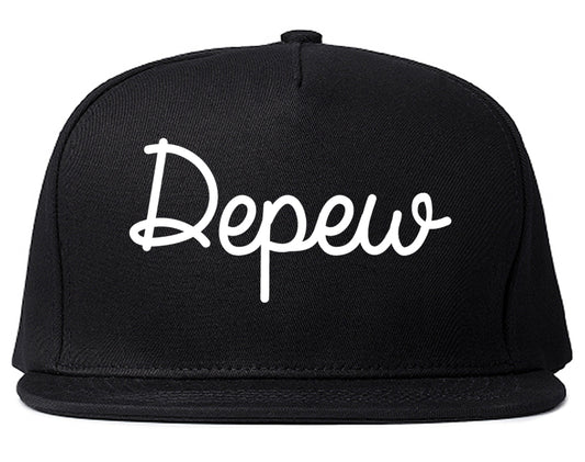 Depew New York NY Script Mens Snapback Hat Black