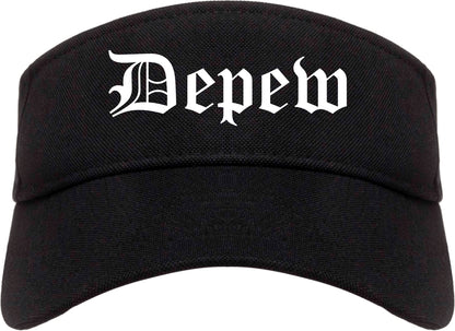 Depew New York NY Old English Mens Visor Cap Hat Black
