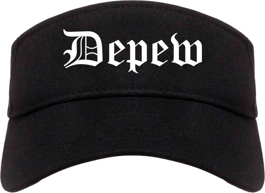 Depew New York NY Old English Mens Visor Cap Hat Black