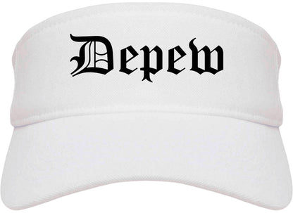 Depew New York NY Old English Mens Visor Cap Hat White
