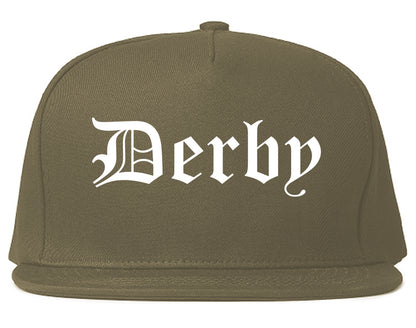 Derby Connecticut CT Old English Mens Snapback Hat Grey