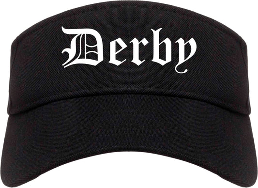 Derby Connecticut CT Old English Mens Visor Cap Hat Black