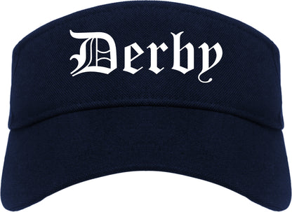 Derby Connecticut CT Old English Mens Visor Cap Hat Navy Blue