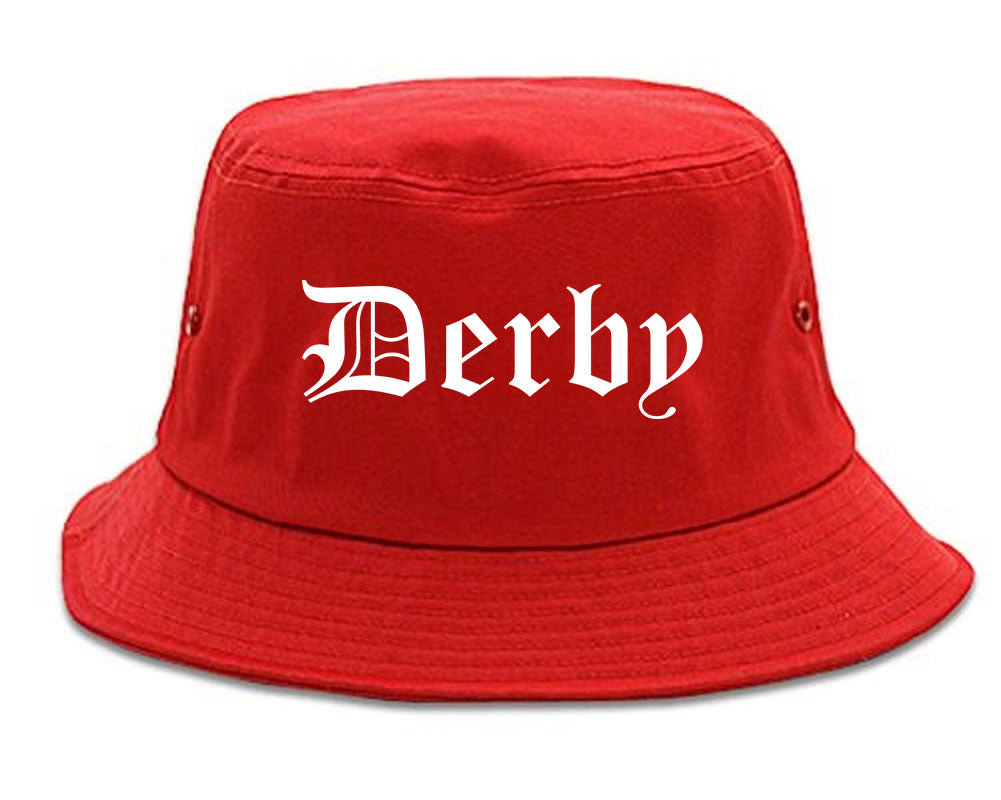 Derby Kansas KS Old English Mens Bucket Hat Red