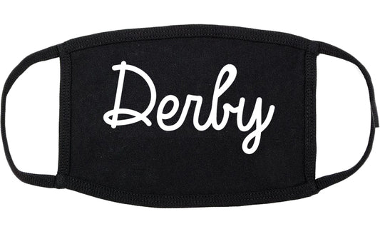 Derby Kansas KS Script Cotton Face Mask Black