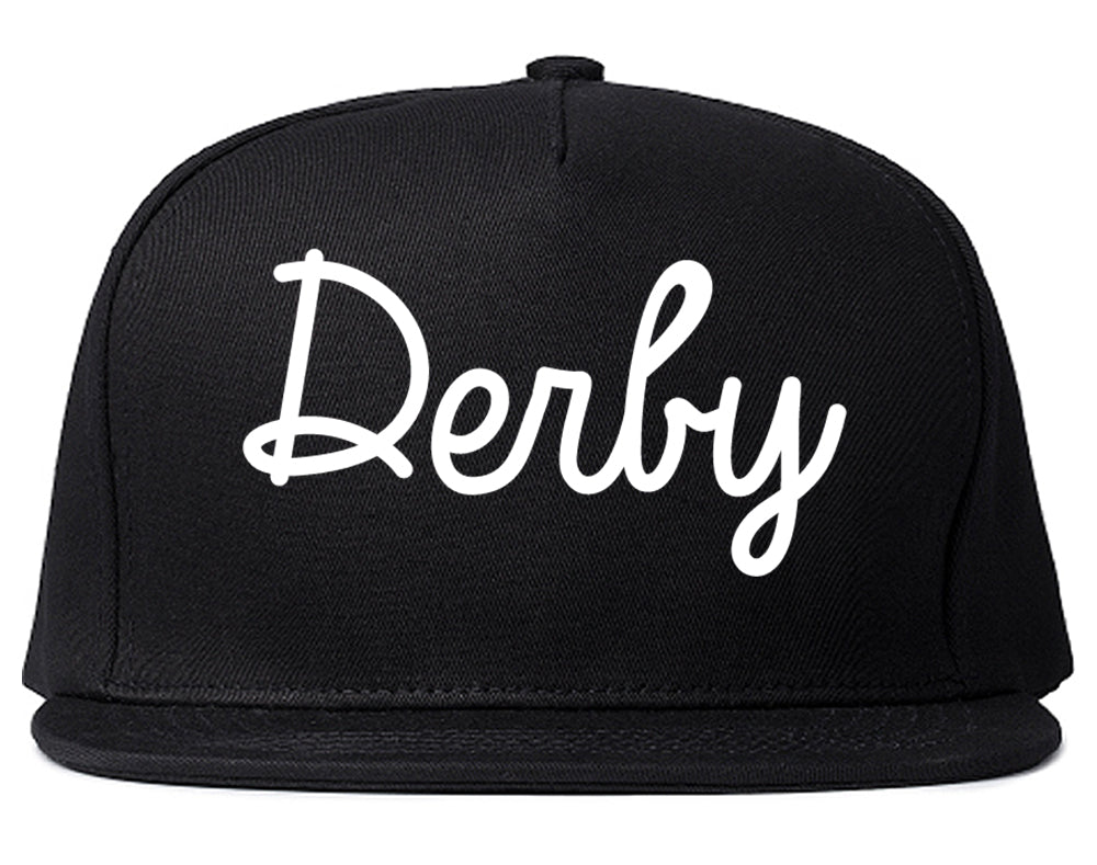 Derby Kansas KS Script Mens Snapback Hat Black