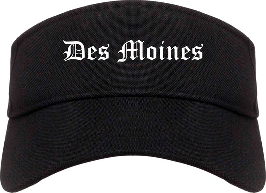 Des Moines Iowa IA Old English Mens Visor Cap Hat Black