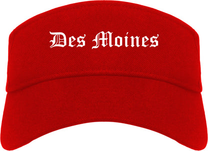 Des Moines Iowa IA Old English Mens Visor Cap Hat Red