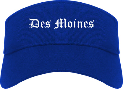 Des Moines Iowa IA Old English Mens Visor Cap Hat Royal Blue