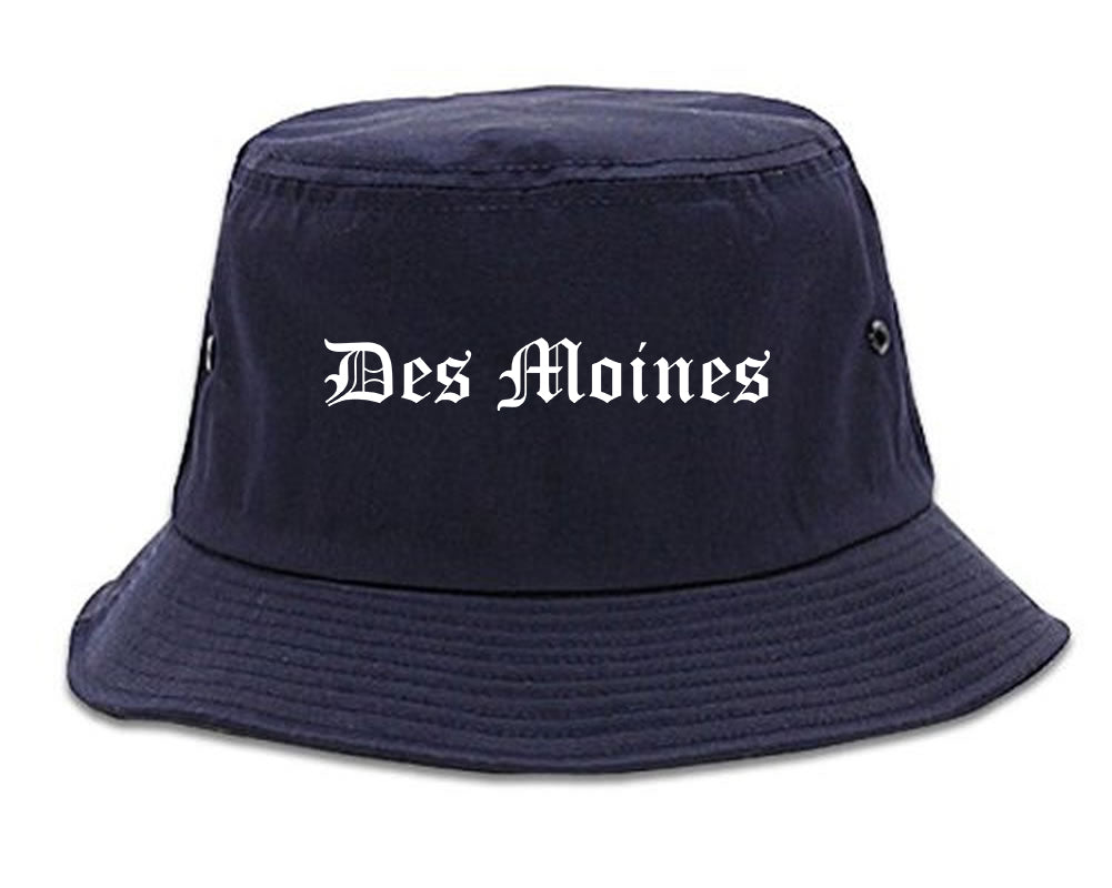 Des Moines Washington WA Old English Mens Bucket Hat Navy Blue