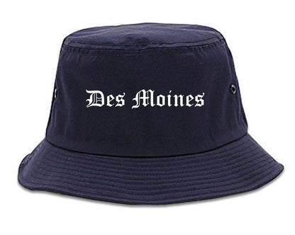 Des Moines Washington WA Old English Mens Bucket Hat Navy Blue