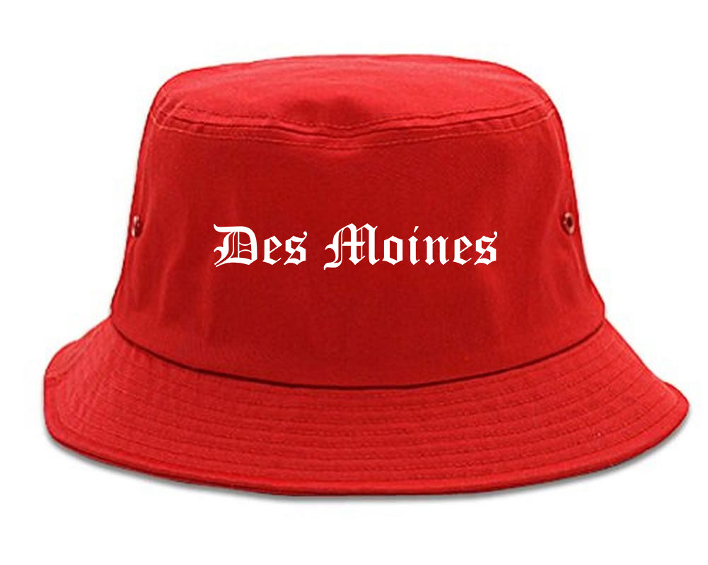 Des Moines Washington WA Old English Mens Bucket Hat Red