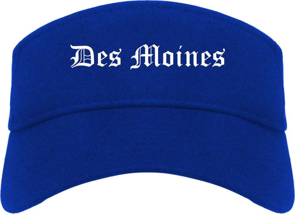 Des Moines Washington WA Old English Mens Visor Cap Hat Royal Blue