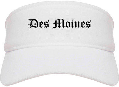 Des Moines Washington WA Old English Mens Visor Cap Hat White