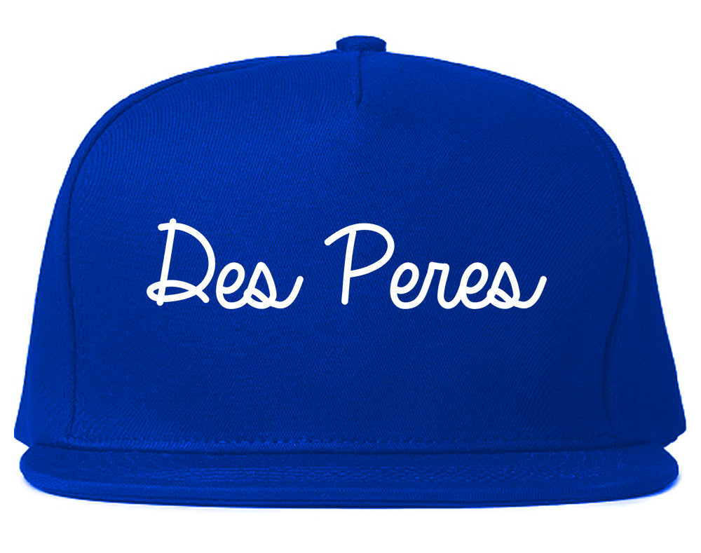 Des Peres Missouri MO Script Mens Snapback Hat Royal Blue