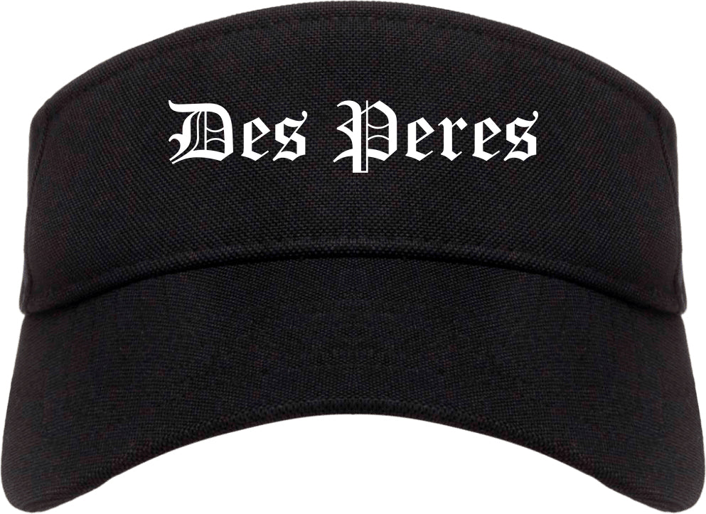 Des Peres Missouri MO Old English Mens Visor Cap Hat Black