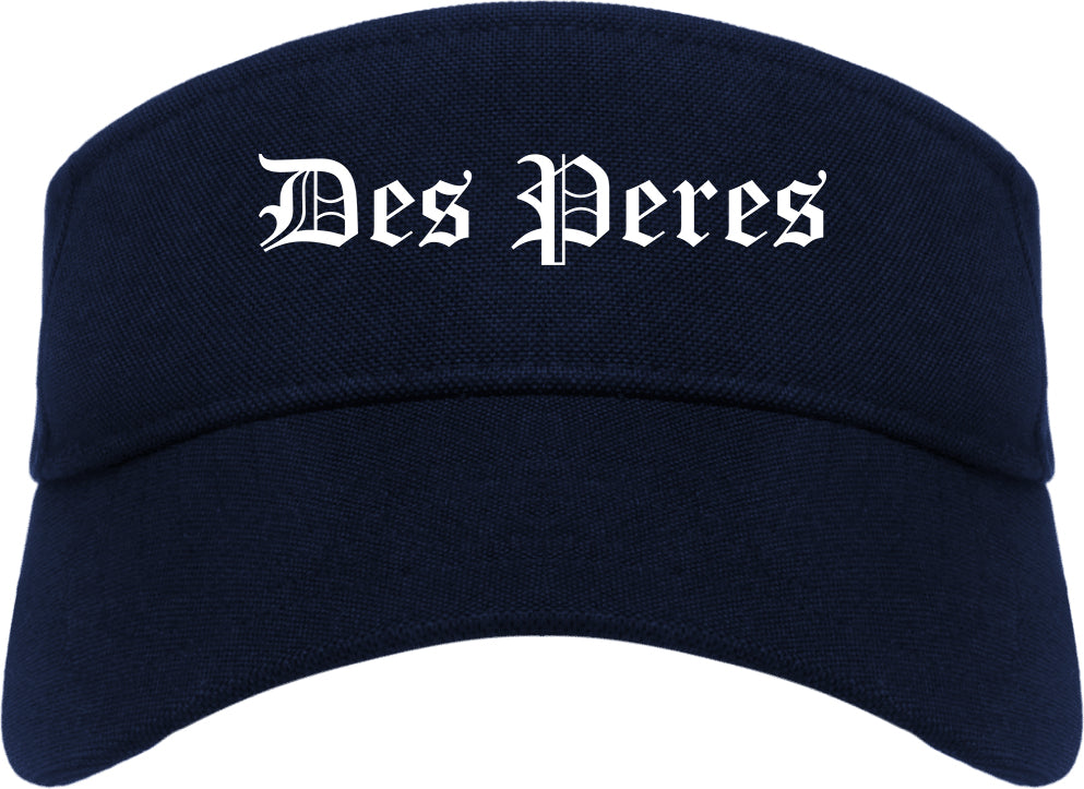Des Peres Missouri MO Old English Mens Visor Cap Hat Navy Blue