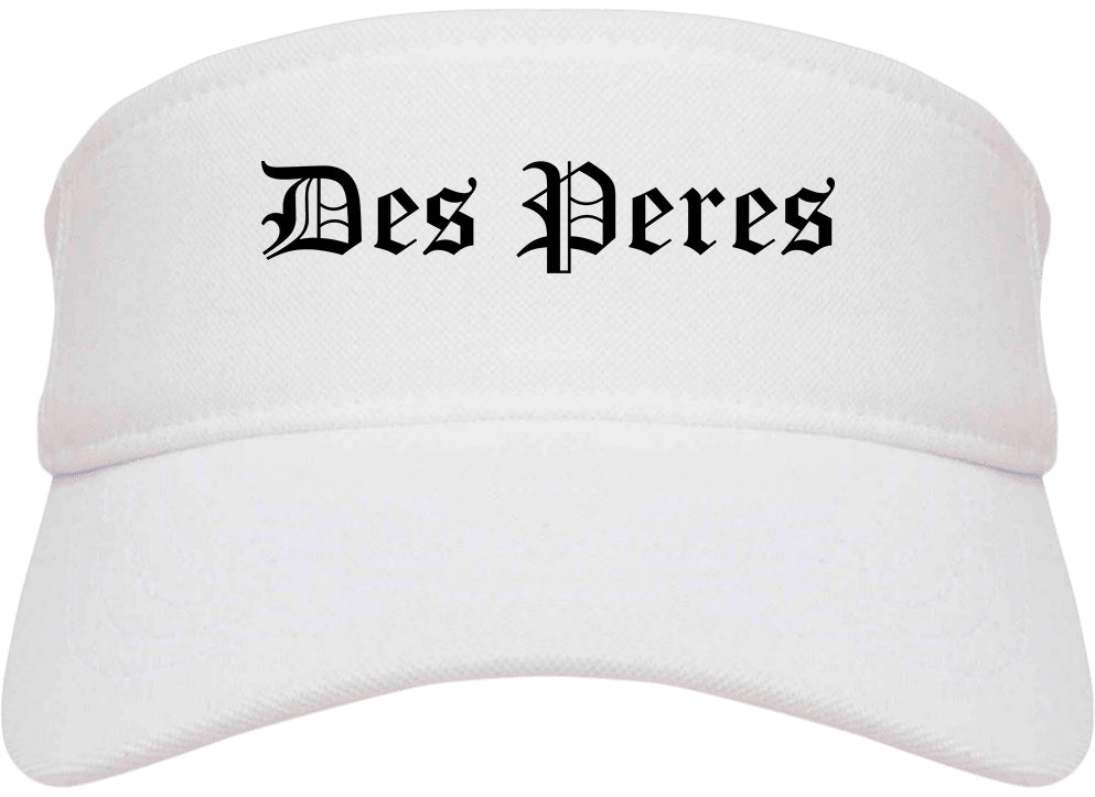 Des Peres Missouri MO Old English Mens Visor Cap Hat White