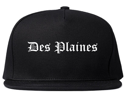 Des Plaines Illinois IL Old English Mens Snapback Hat Black