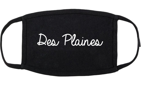 Des Plaines Illinois IL Script Cotton Face Mask Black