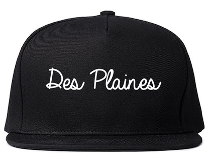 Des Plaines Illinois IL Script Mens Snapback Hat Black
