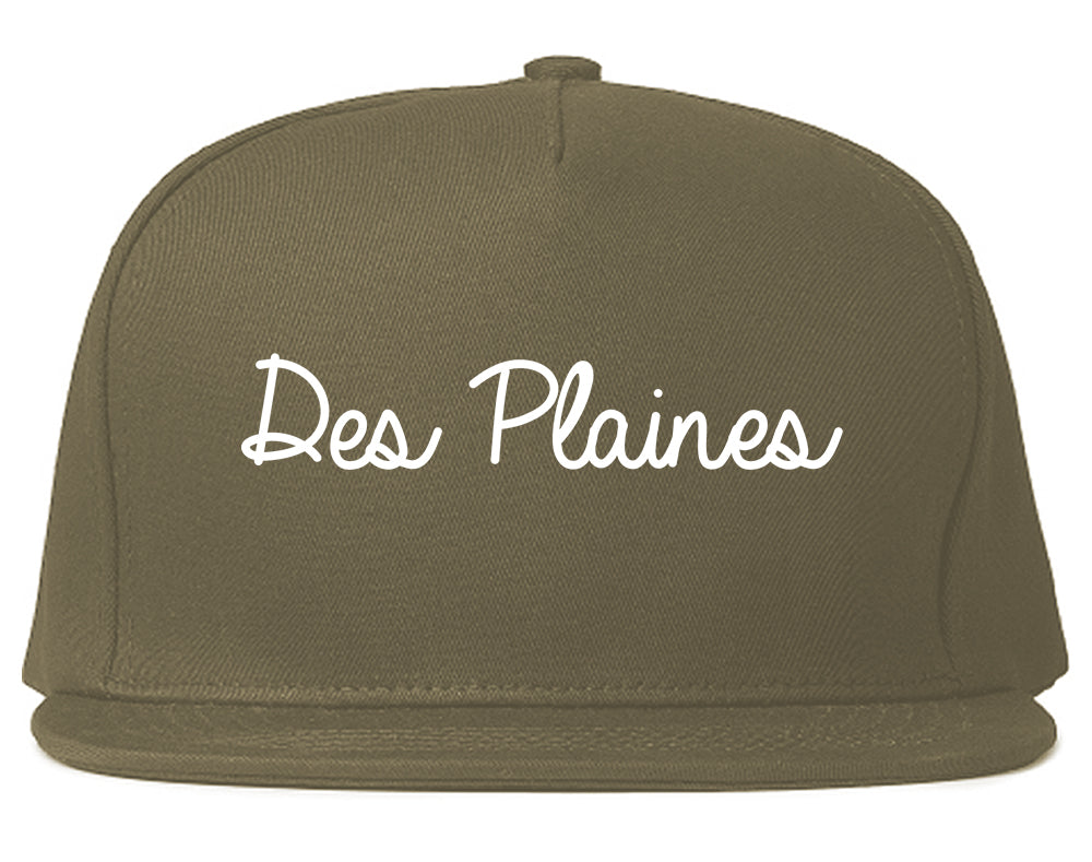 Des Plaines Illinois IL Script Mens Snapback Hat Grey