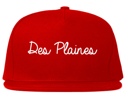 Des Plaines Illinois IL Script Mens Snapback Hat Red