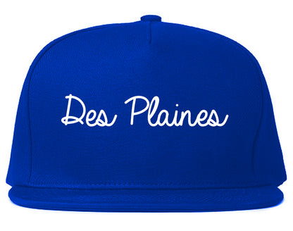 Des Plaines Illinois IL Script Mens Snapback Hat Royal Blue