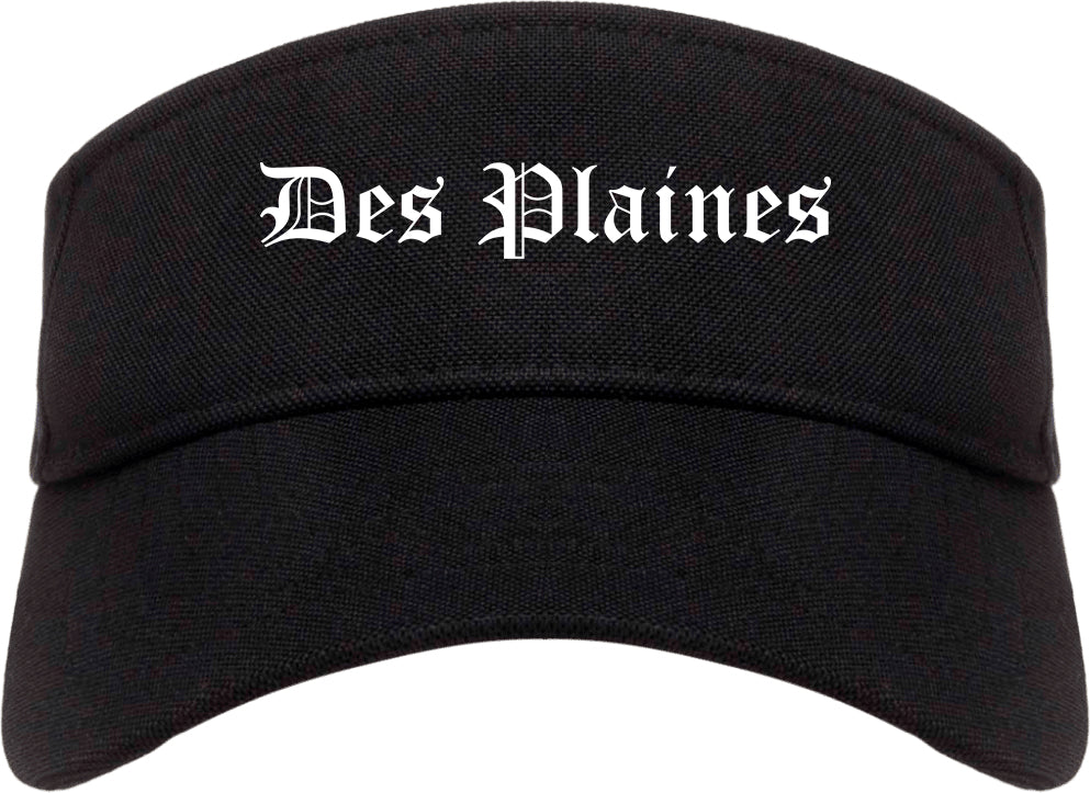 Des Plaines Illinois IL Old English Mens Visor Cap Hat Black