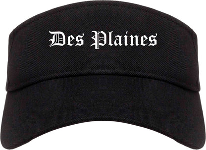 Des Plaines Illinois IL Old English Mens Visor Cap Hat Black