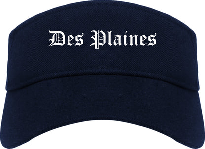 Des Plaines Illinois IL Old English Mens Visor Cap Hat Navy Blue