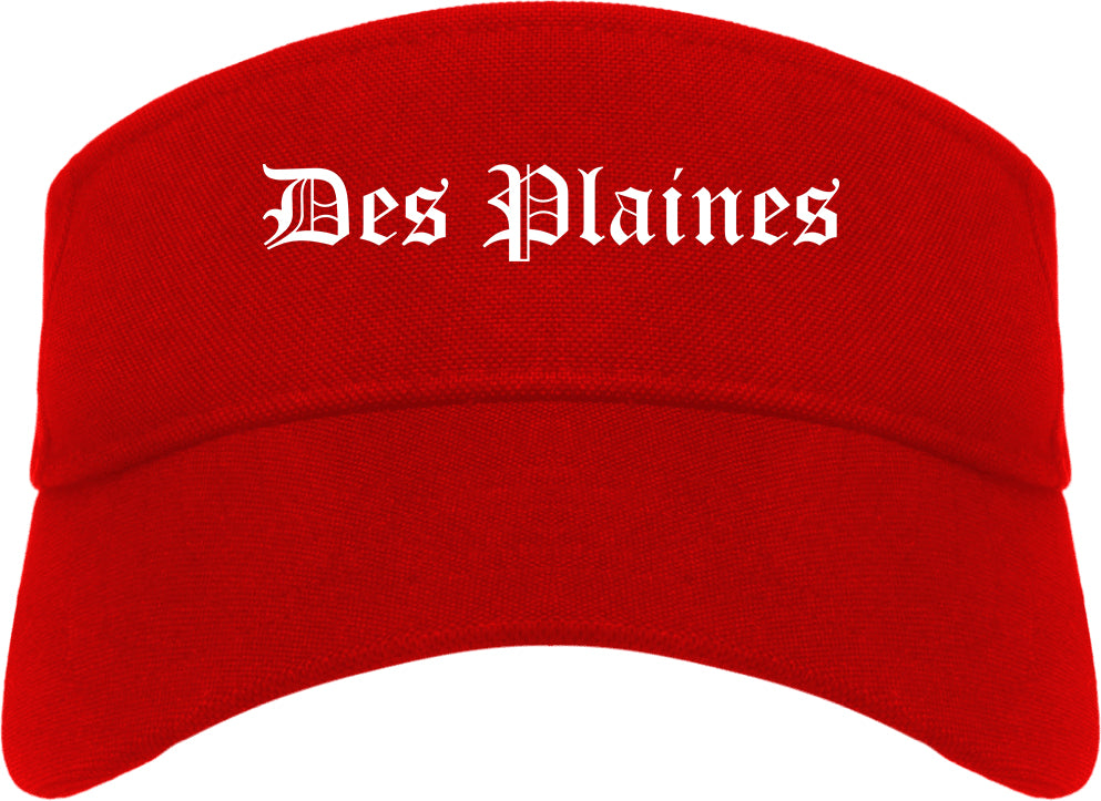 Des Plaines Illinois IL Old English Mens Visor Cap Hat Red