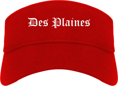 Des Plaines Illinois IL Old English Mens Visor Cap Hat Red