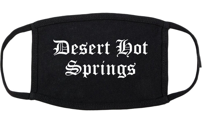 Desert Hot Springs California CA Old English Cotton Face Mask Black
